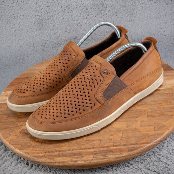 ECCO DISTRESSED SOLE PERFORATED BROWN LEATHER LOAFER MEN'S US 10 EUR 44 NICE - Picture 3 of 6